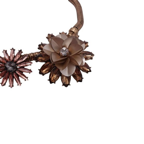 Ann Taylor Rhinestone Statement Flower Necklace Rose Gold Rhinestones Y2K - Picture 4 of 8